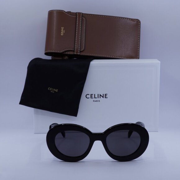 Celine CL40312U TRIOMPHE 01A Oval Sunglasses - Black/Grey - Picture 4 of 10